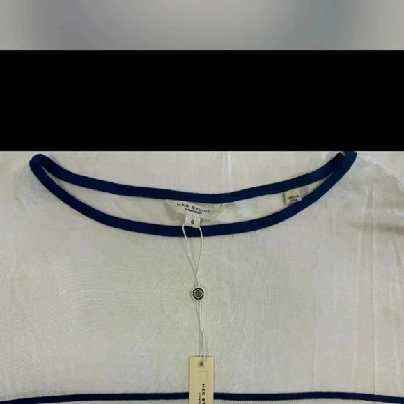 Max Studio NWT Shirt  Short Sleeve White/Blue Size Small - Picture 5 of 8